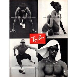 1996 Ray-Ban Sunglases Olympic Runners Vintage Print Ad Michael Johnson Wall Art